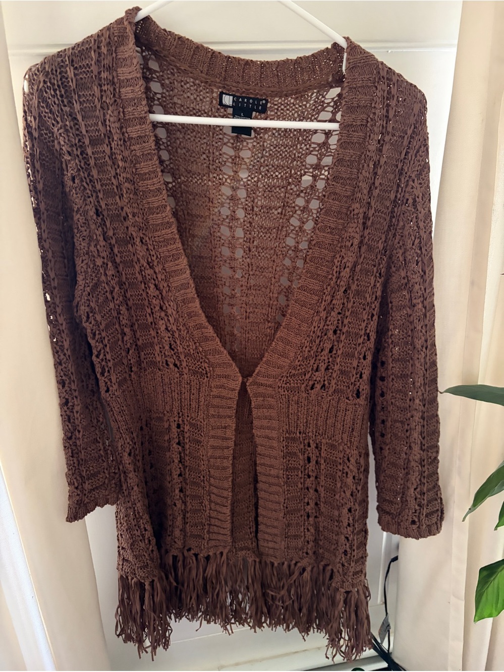 Carole Little Brown 3/4 Sleeve Cardigan Size L